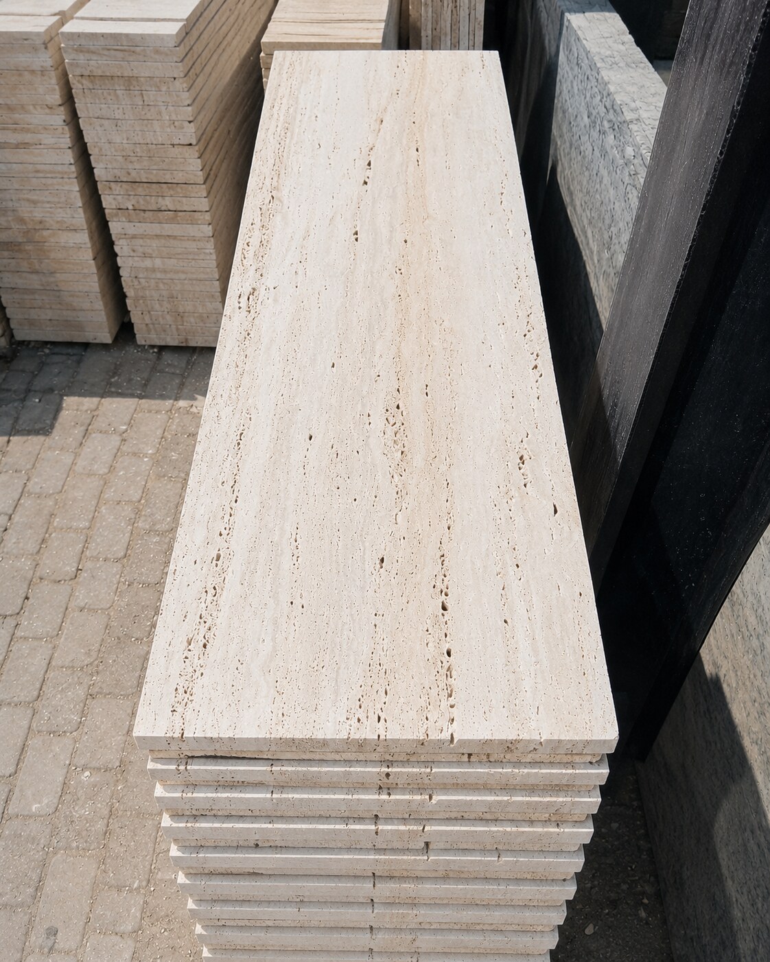 Classic Travertine slab surface texture detail - Marble Fort